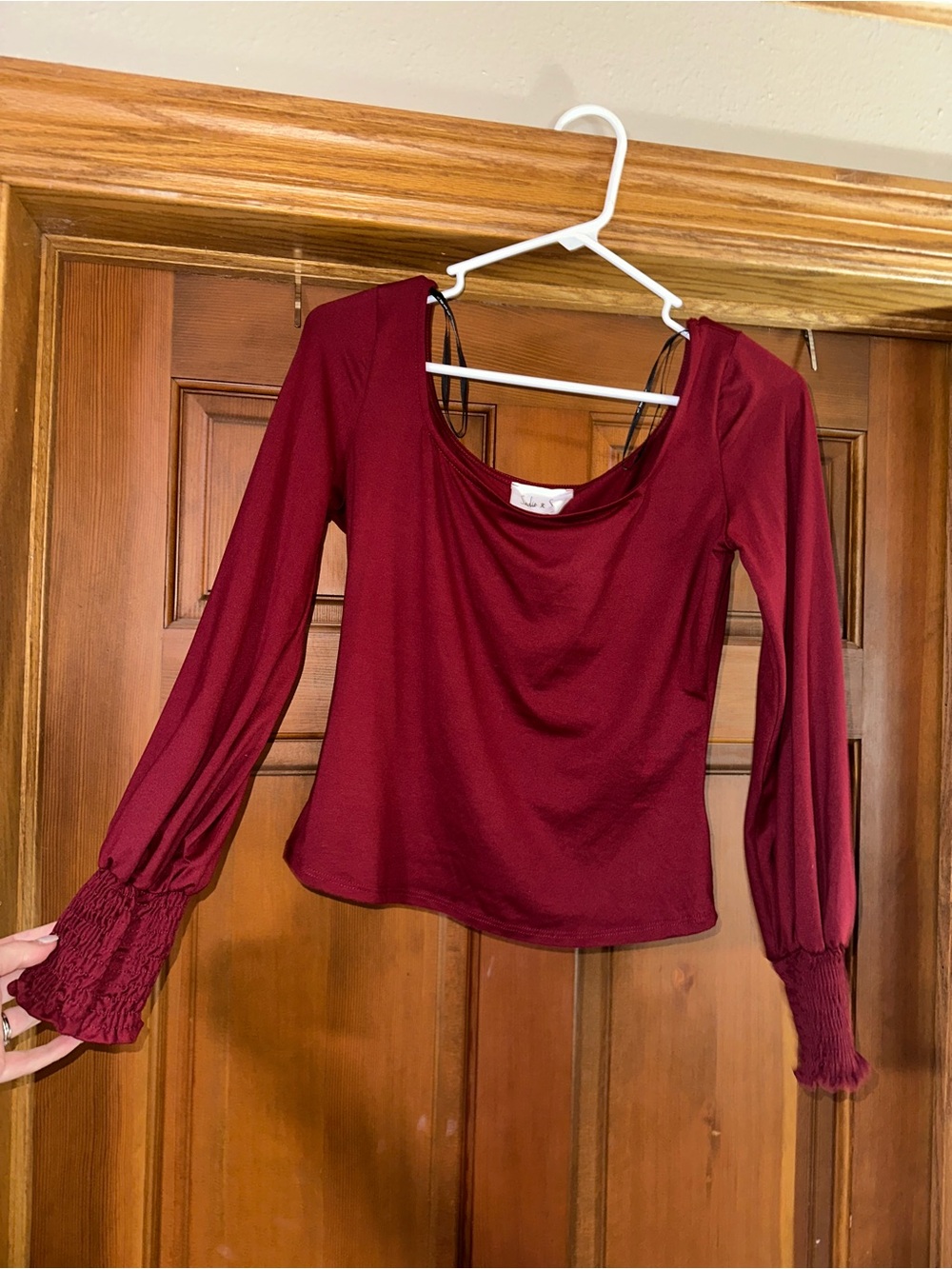 Sadie & Sage Deep Burgundy Scoop Neck Long Sleeve Top